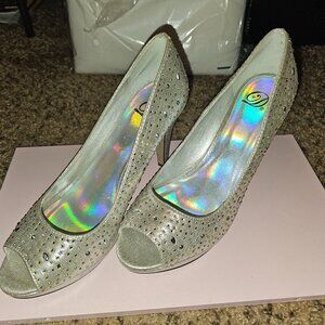 Silver rhinestone heels size 9